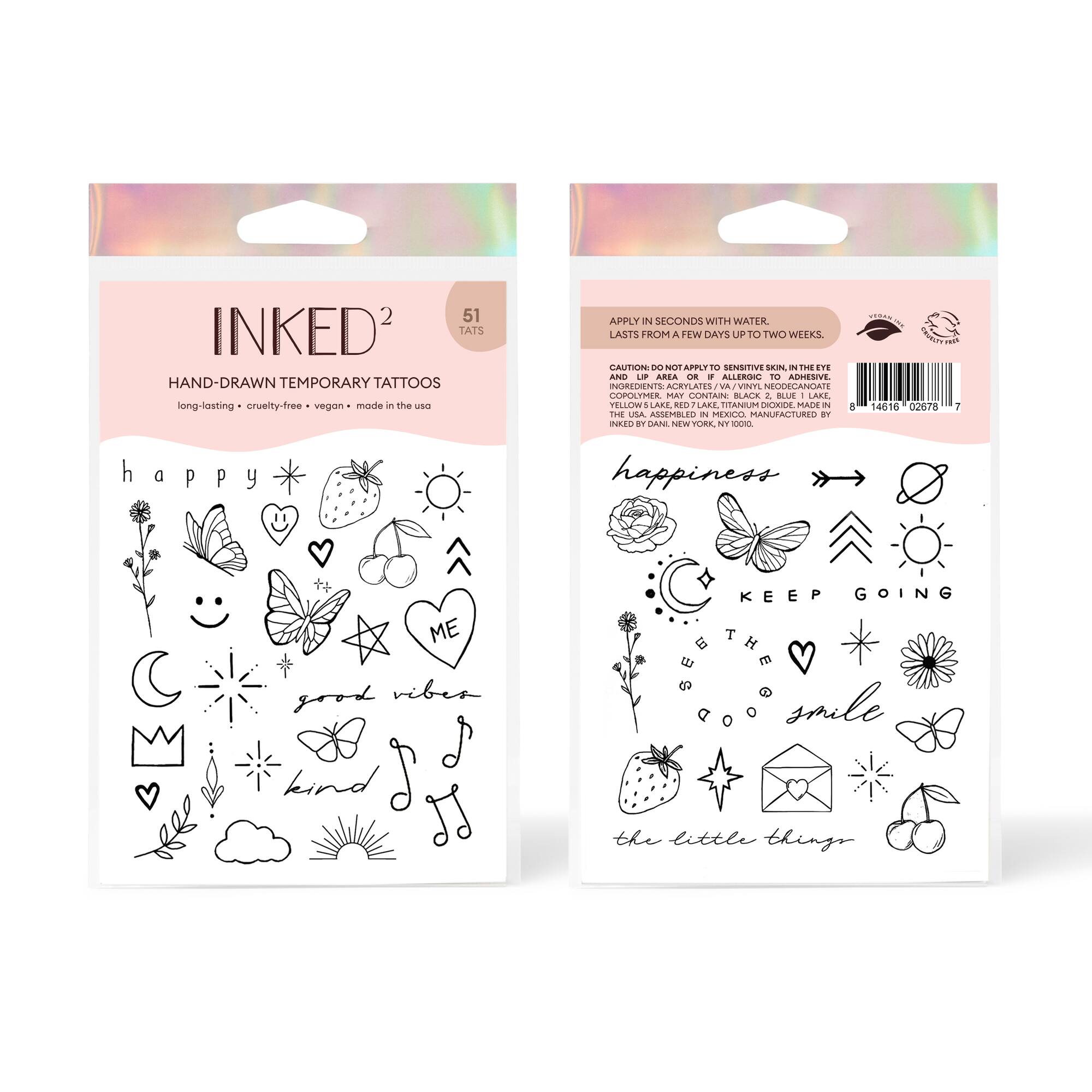 Inked2 Happiest Hand Drawn Temporary Tattoos